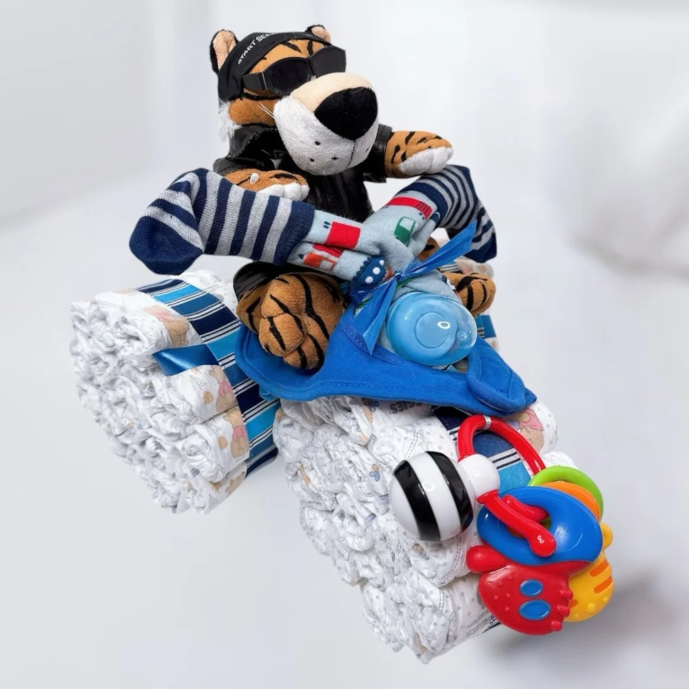 Motorcycle Diaper Cake, Boy Baby Shower Gift